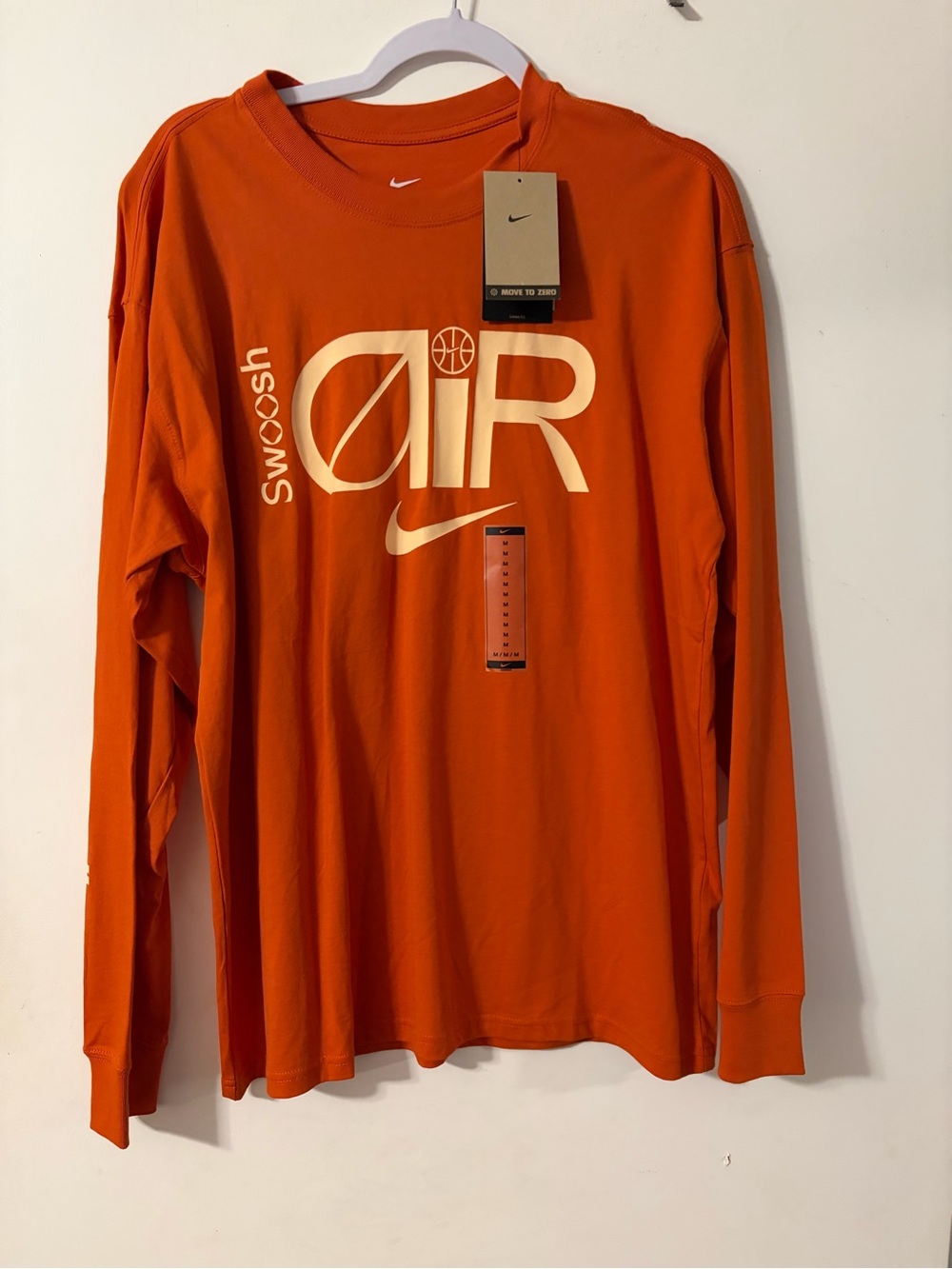 Nike Orange Graphic Long Sleeve Shirt with Cream Logo